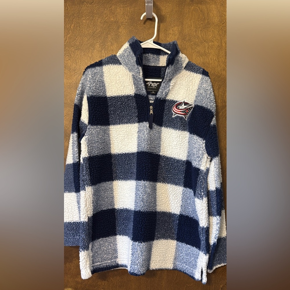 Columbus Blue Jackets Checkered Quarter Zip- Women’s M